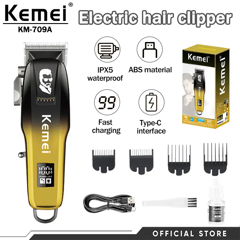 41% OFF Kemei Electric Hair Clipper USB Rechargeable Professional Barber Razor LCD Display KM-709A