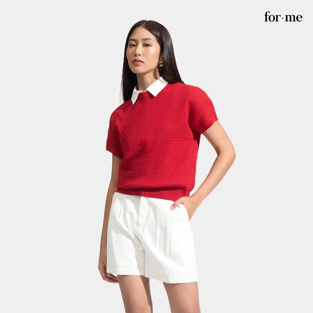 58% OFF ForMe Pointelle Knit Tee T-Shirt For Women