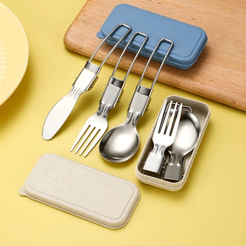 41% OFF 304 stainless steel folding cutlery set picnic camping portable cutlery folding spoon fork knife