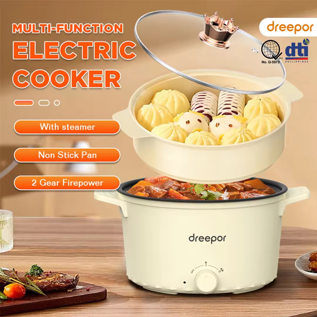 Save up to ₱1,210.00 off Dreepor Electric Cooker Multi Cooker Two Layer Rice Cooker With Steamer Hot Pot Electric Cooker Non-stick Electric Wok Electric Frying Pan
