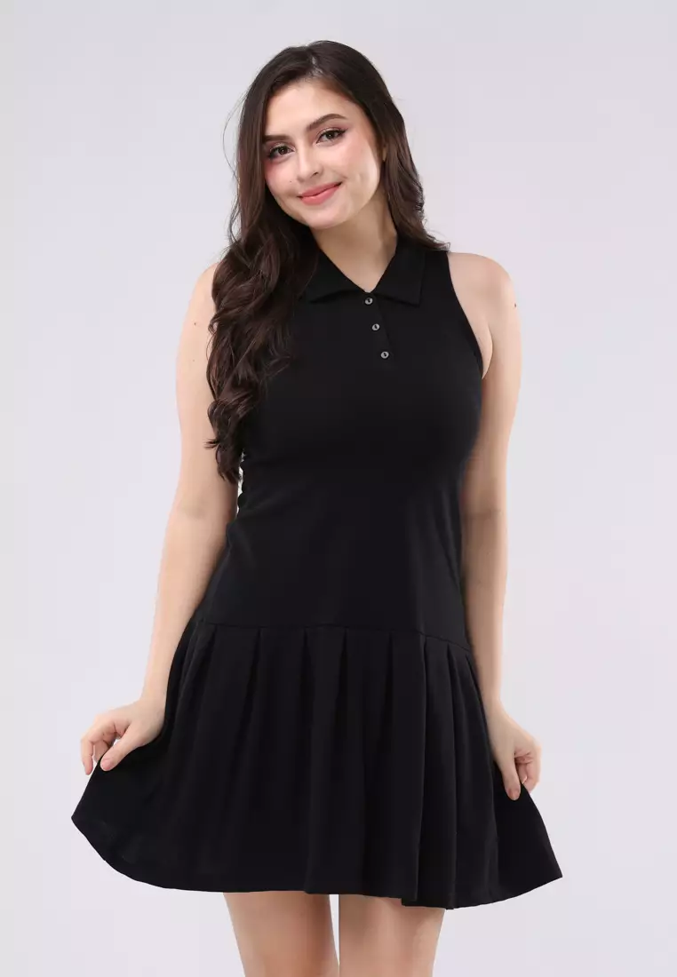 51% OFF Crissa Plain Pique Sleeveless Dress