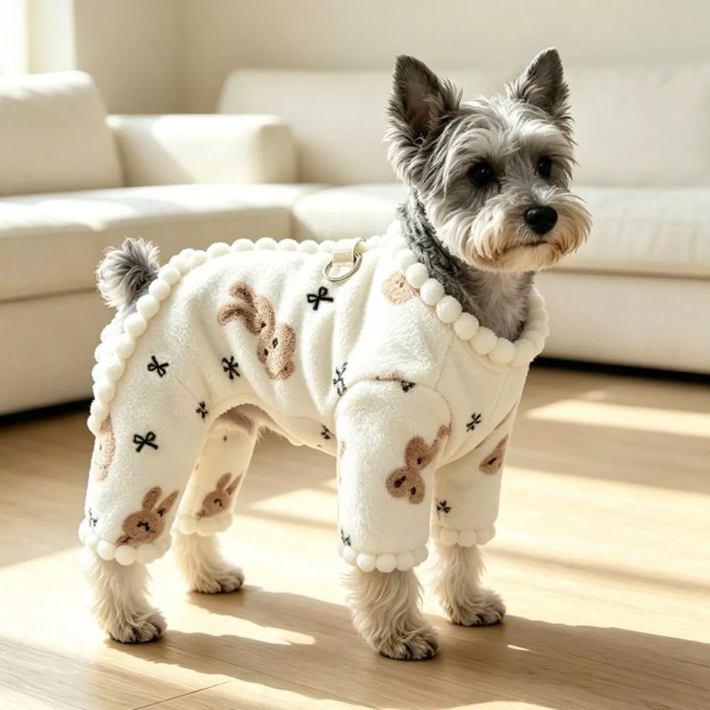 71% OFF ELLIEPH Dog Warm Clothes, One-Piece Design Plush Dog Bodysuit, Stylish Cute Patterns Windproof Thick-Warmed Pet Clothes For