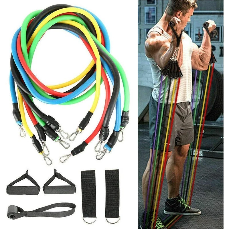 30% OFF 11-Pcs Heavy Duty Resistance Bands 100Lbs - Muscle Training Elastic Rope Workout Gear