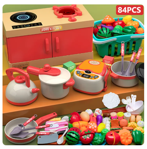 52% OFF YUNLEO 84PCS Children's Kitchen Cooking Toy Set Girls Simulation Kitchen Dinnerware Educational Toys