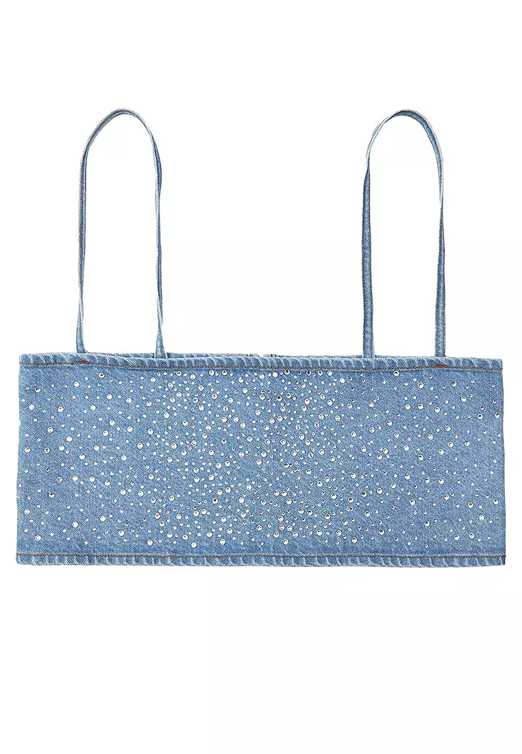 25% OFF ZARA Rhinestones Denim Top