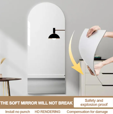 33% OFF Acrylic Arched Wall Mirror Self-adhesive Mirror Flexible DIY Art Acrylic Mirror Living Room Deco