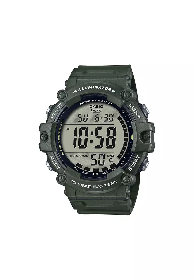 55% OFF Men's Digital Watch AE-1500WHX-3A Green Resin Strap Watch for Men