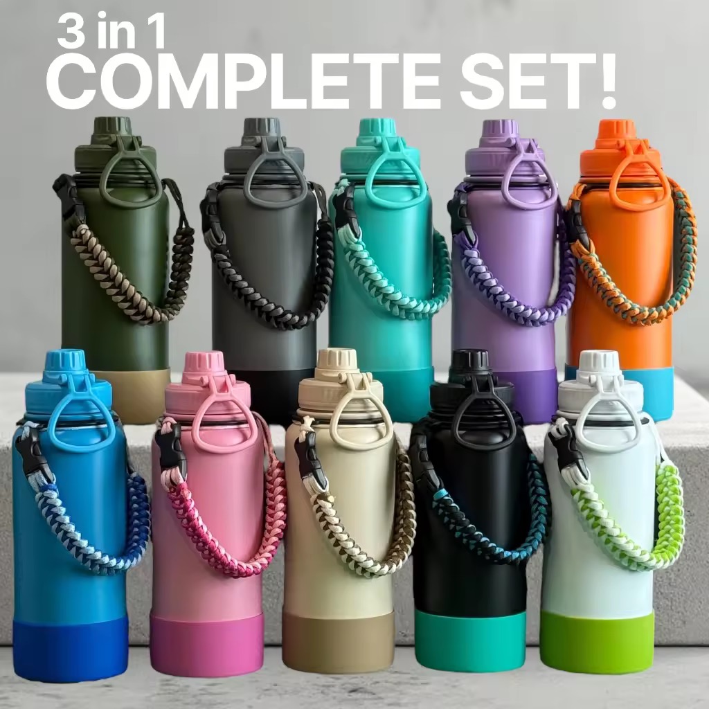 77% OFF 40oz/ 1200ml Tumbler w/ Free Paracord Handle and Boot Complete Set Thermos Vacuum Bottle Flask Botte