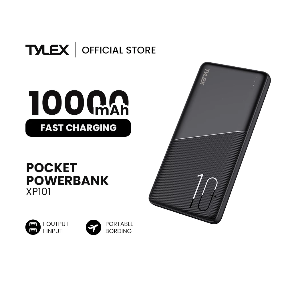 42% OFF Tylex XP101 Power Bank 10000mAh Battery 10.5 Watts / 2.1A with USB Output Type-C Input/Output Micro USB Input