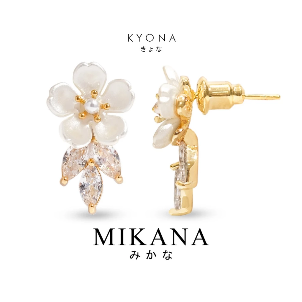 73% OFF Mikana Glamour Pins 14k Gold Plated Kyona Pearl Drop Earrings for Women wedding flower dangling