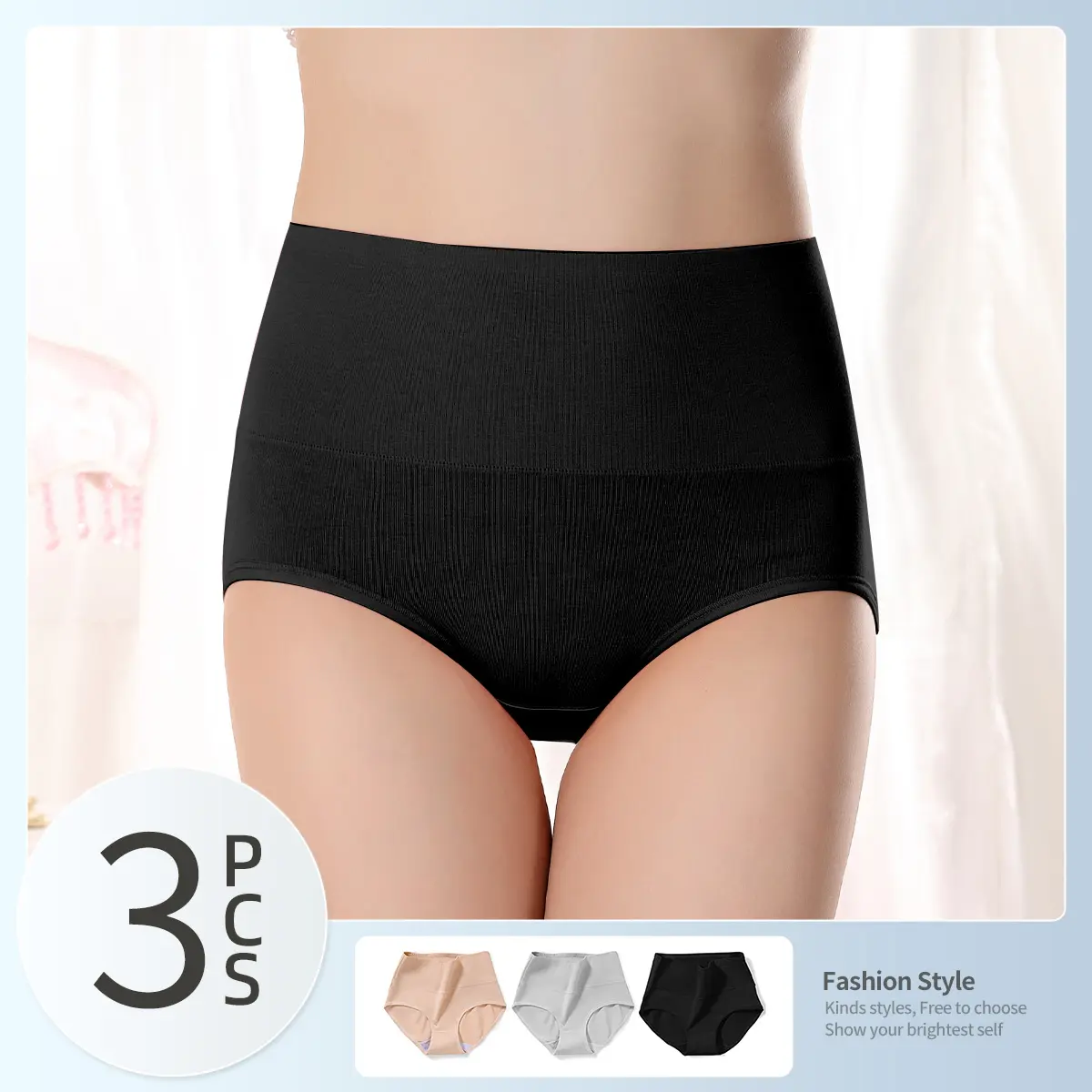 59% OFF Wonder Love 3 Pcs Pack Plus Size Cherish Antibacterial Cotton Panties High Waist Panty for Women Plus Size Panties