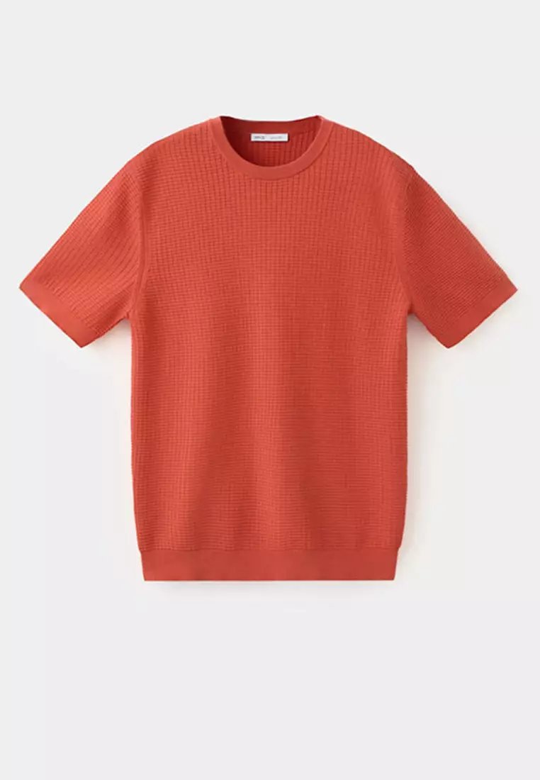 10% OFF 100% Cotton Textured-Knit T-Shirt