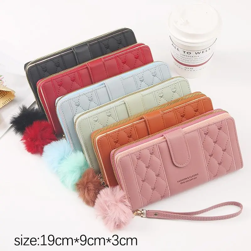 72% OFF STAY YOUNG #838 Wallets for Women Zipper Coin Purse Pu Leather Card Holder Multi Card Phone Handbag