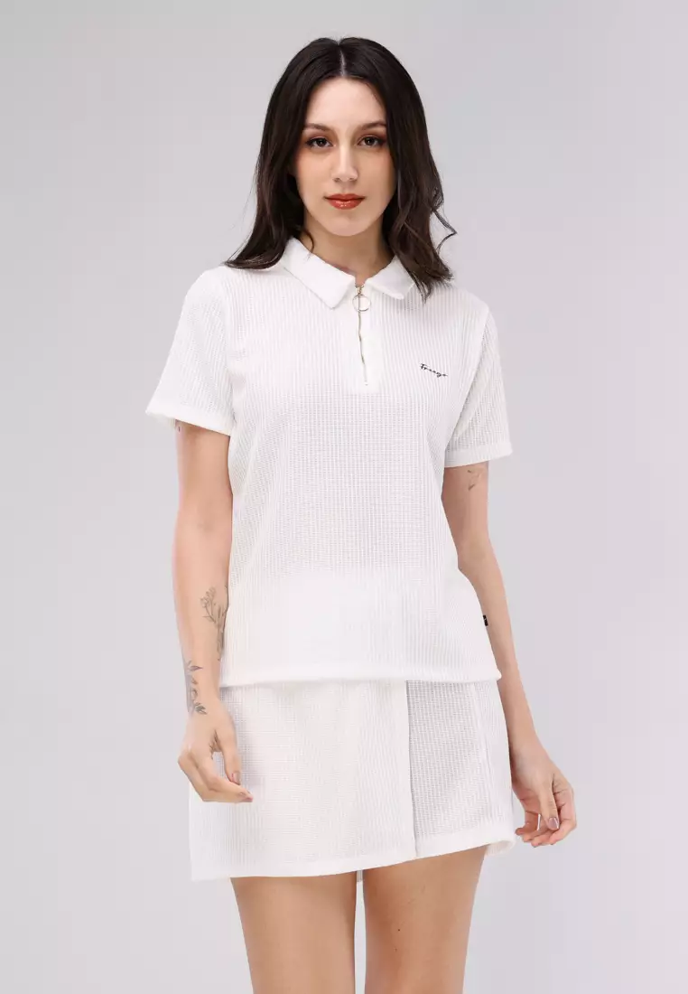 31% OFF Special Cotton Waffle Knits Terno Blouse & Skort