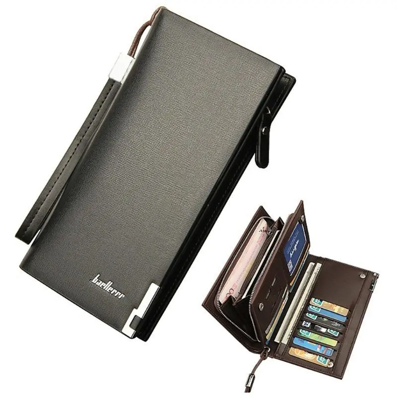 69% OFF SYY #56134 Men's Long Wallet Leather Wallet For Men Smart Wallet Card Holder Cellphone Wallet