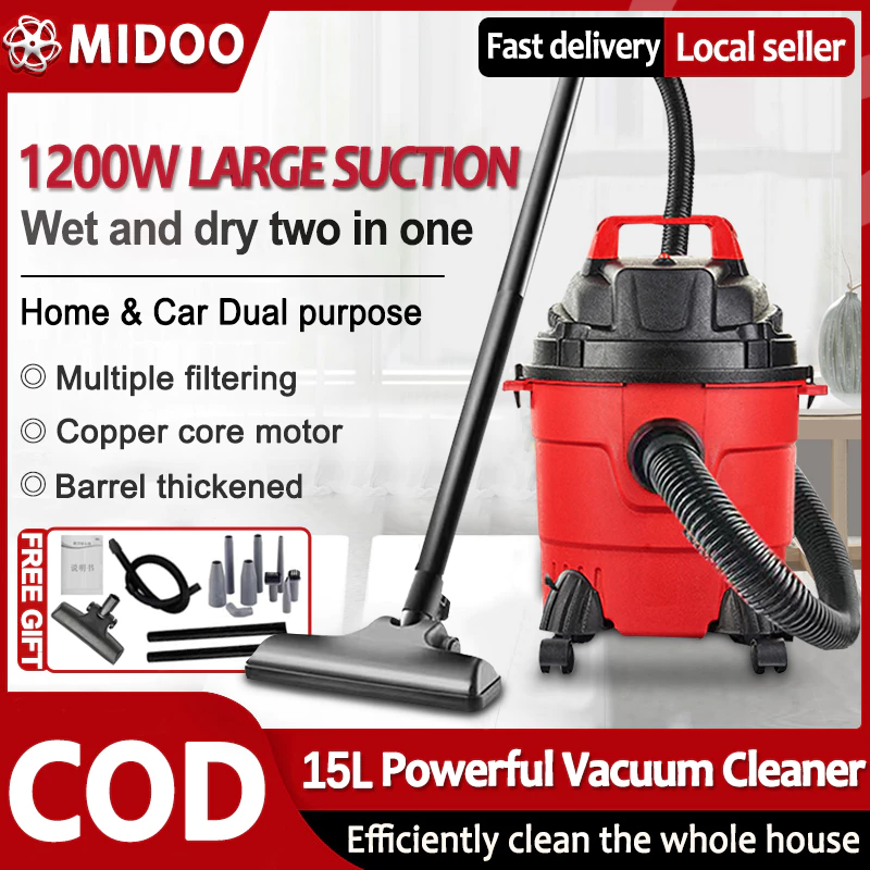 64% OFF MIDOO High Quality Vacuum Cleaner 15L 1200W Household Carpet Vacuum Cleaner 3in1 Wet Vacuum Cleaner