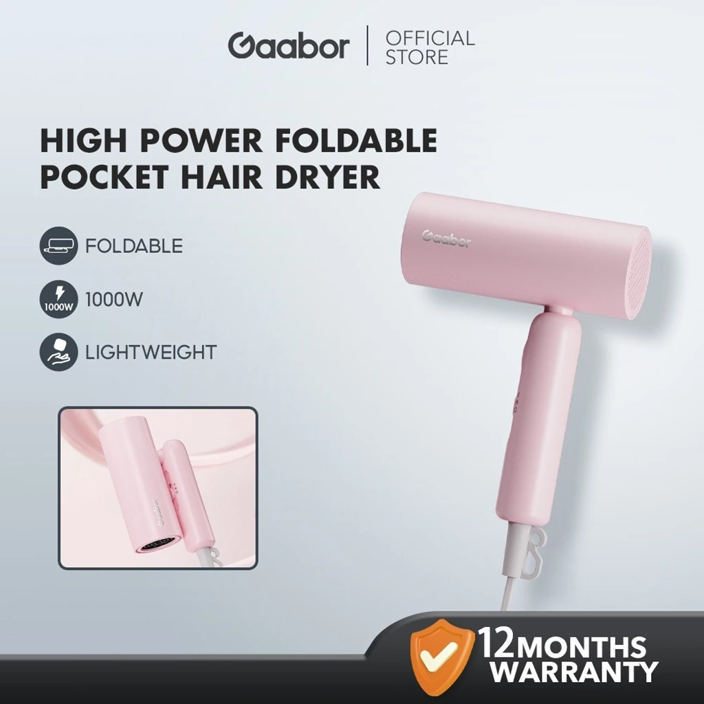 47% OFF 【New arrival】Gaabor Compact Hair Dryer Mini Size Foldable Design 2 Heat Modes Lightweight