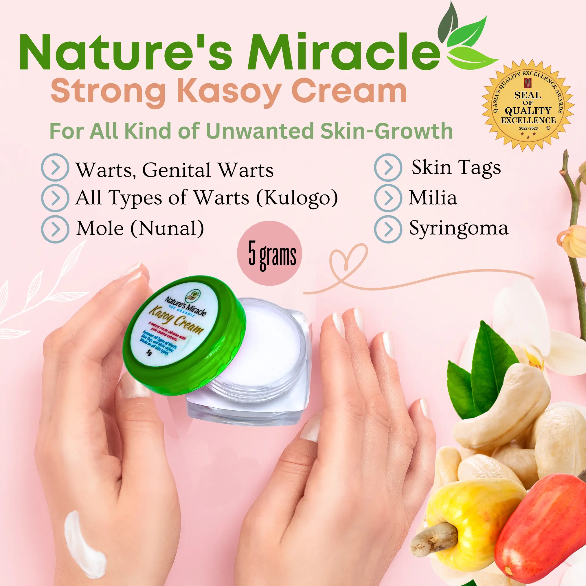 92% OFF Nature's Miracle Strong Kasoy Cream 5g for Kulugo, Nunal, Millia, atbp. - Moisturizer Skincare