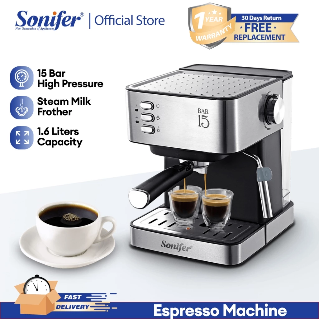 47% OFF Sonifer Espresso Machine Cappuccino machine steamer 15 Bar pump Coffee maker stainless steel housing