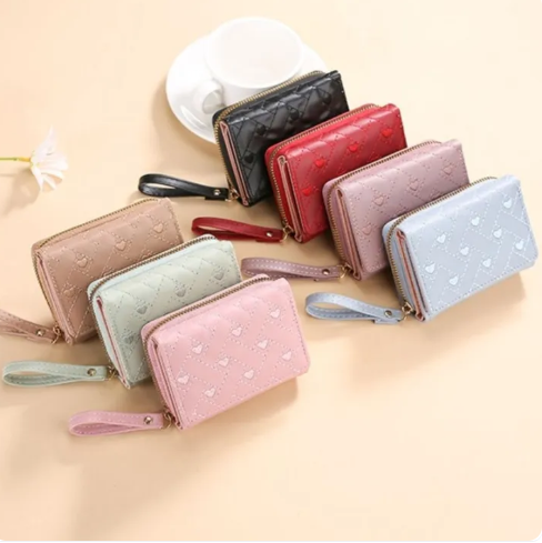 61% OFF KIKI Ph Women heart embroider wallet PU leather coin purse female short wallet for woman 56154