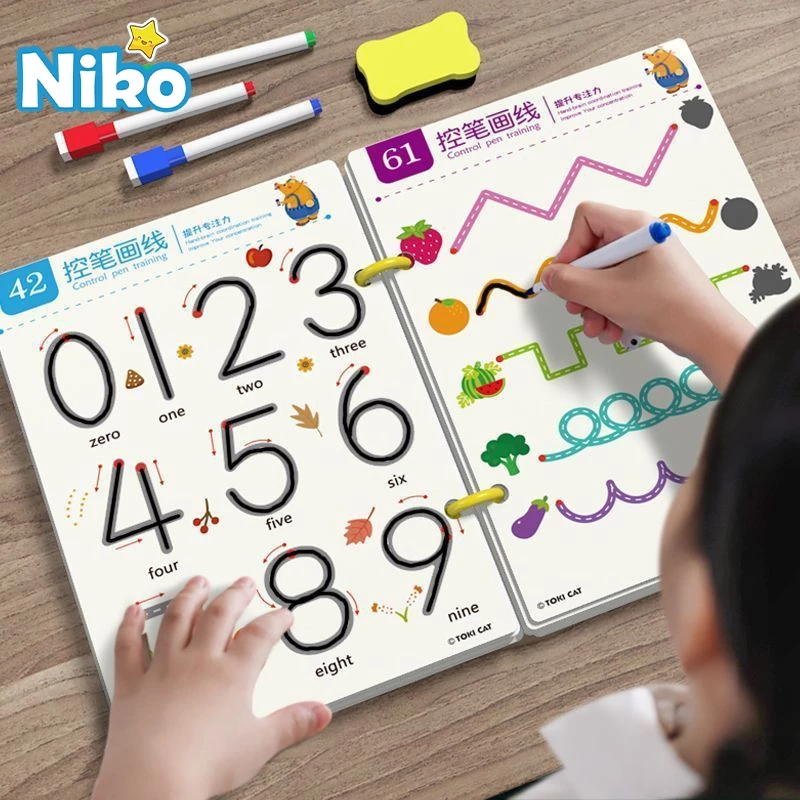 42% OFF NIKO Tracing Workbook For Kids Training Coloring Book Erasable Writing Materials For Kid Educational Learning