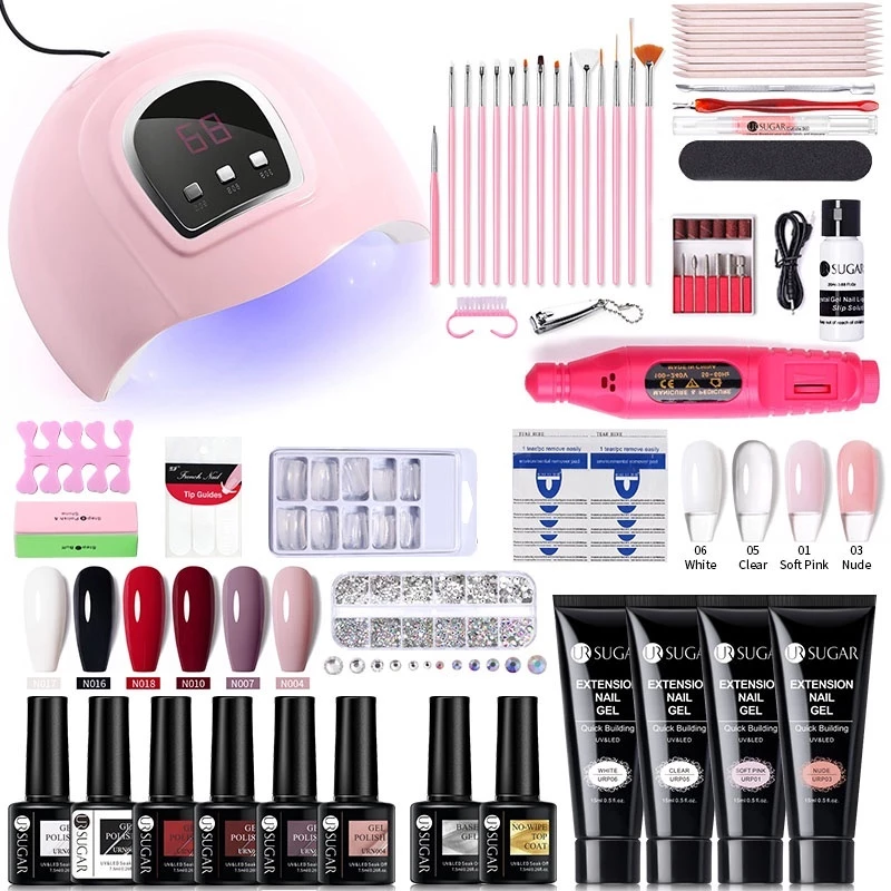 75% OFF UR SUGAR Nail Extension Set Gel Nail Polish Set With UV Lamp Drill Soft Gel Builder Poly Extension Gel Starter Kit Acrylic Nail Art Tools