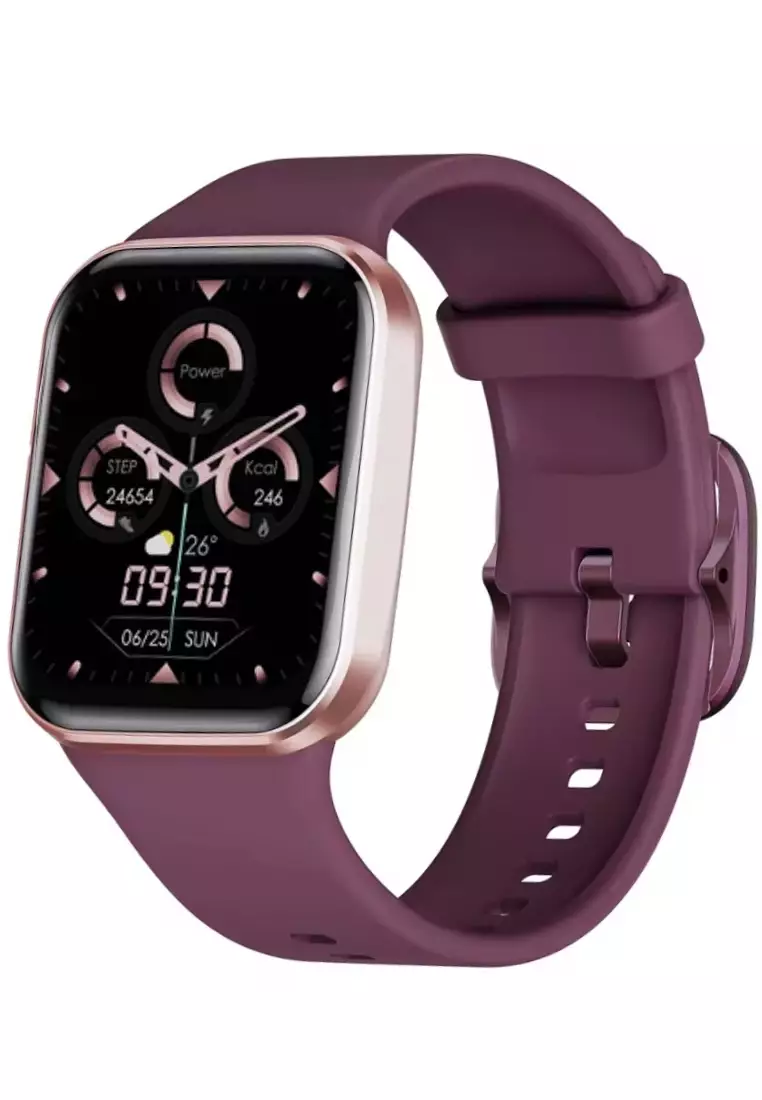 70% OFF Ladies IOS/Android IP Pink SmartWatch with Burgundy Rubber Strap