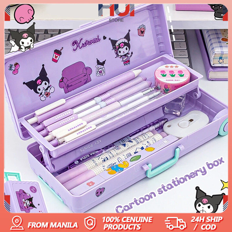 48% OFF Sanrio Kuromi Stationery Pencil Case Box Creativity Suitcase Melody Modeling Large Capacity