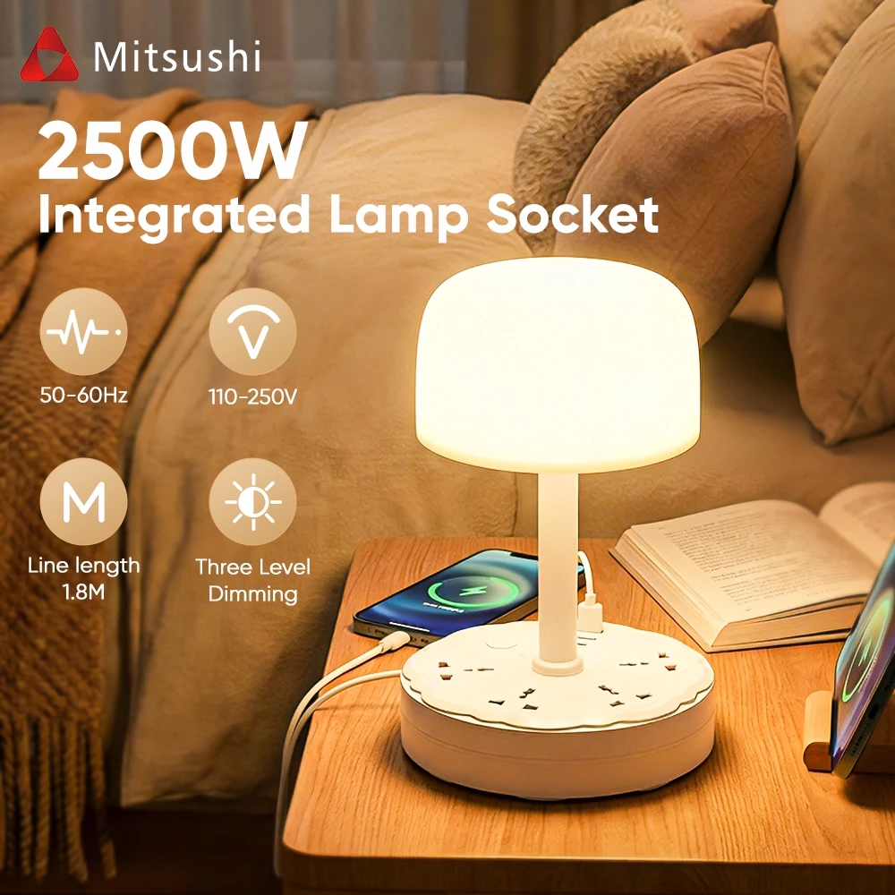 50% OFF Mitsushi Circular Desk Socket Lamp 250V 2500W – 2 USB + 1 Type-C Universal Outlets