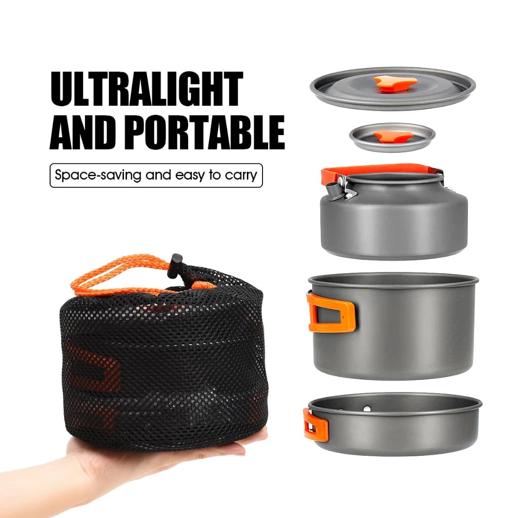 52% OFF Camping Equipment Camping Cooking Set With Bag cookware barbecue tableware outdoor picnic hiking
