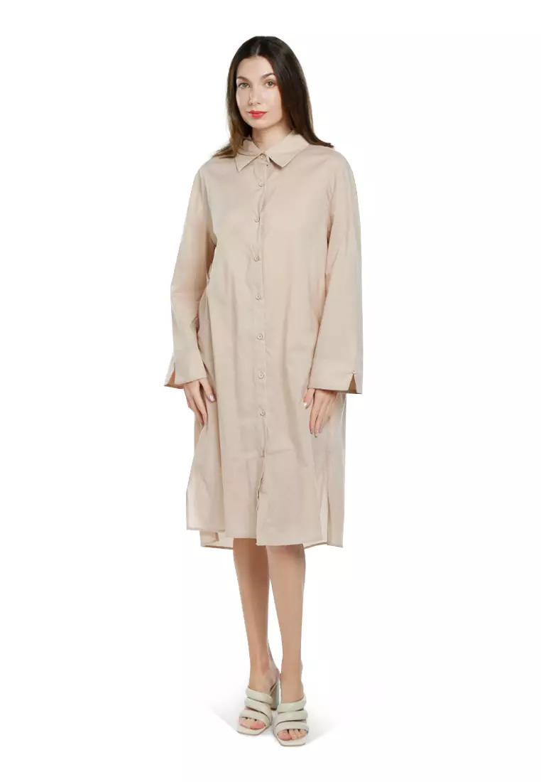 88% OFF London Rag Oversized Shirt Dress in Khaki