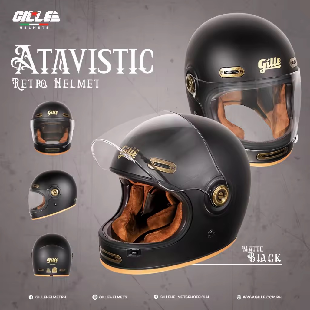 40% OFF GILLE 853 ATAVISFIT PLAIN Classic Helmet For Motorcycle Helmet Full Face Vintage Helmet With Smoke Lens