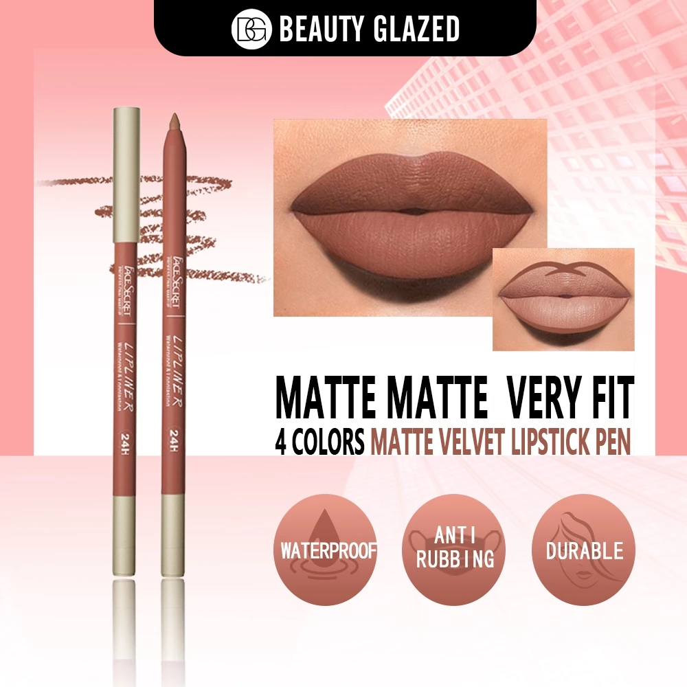 46% OFF BEAUTY GLAZED Face Secret Waterproof Liners Makeup Lipliner 4 Colors Matte Velvet Lipstick Pen / Liptint Long Lasting Waterproof Lip Ti