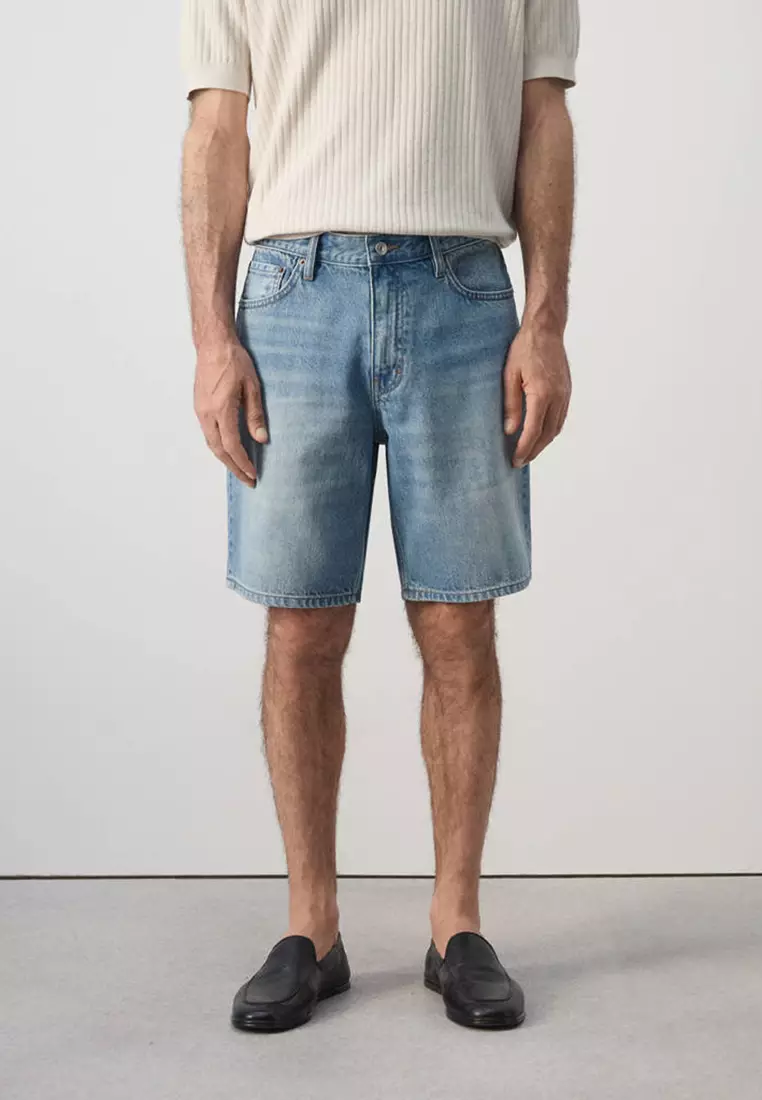 20% OFF MANGO Man Straight-Fit Denim Bermuda Shorts