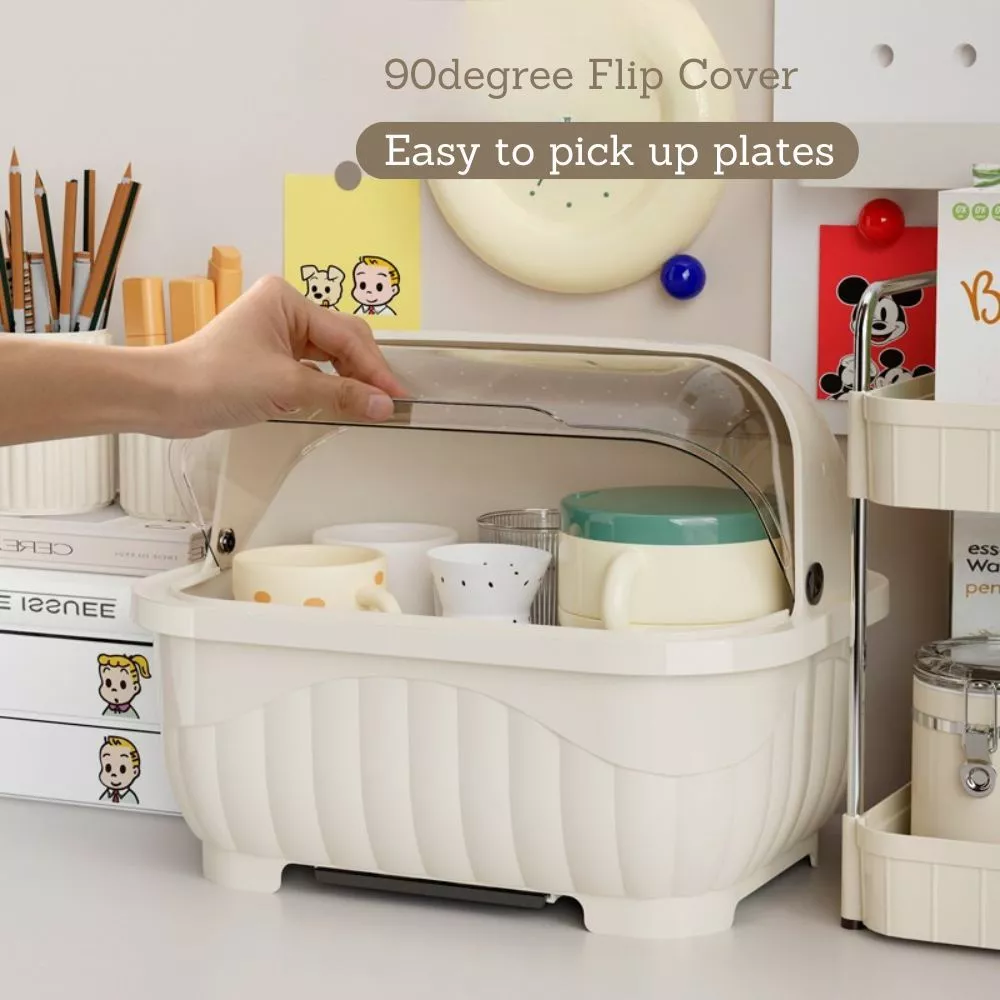 46% OFF LOCAUPIN Aesthetic Covered Dinner Plate Cup Storage Draining Tray Dish Organizer Drying Rack