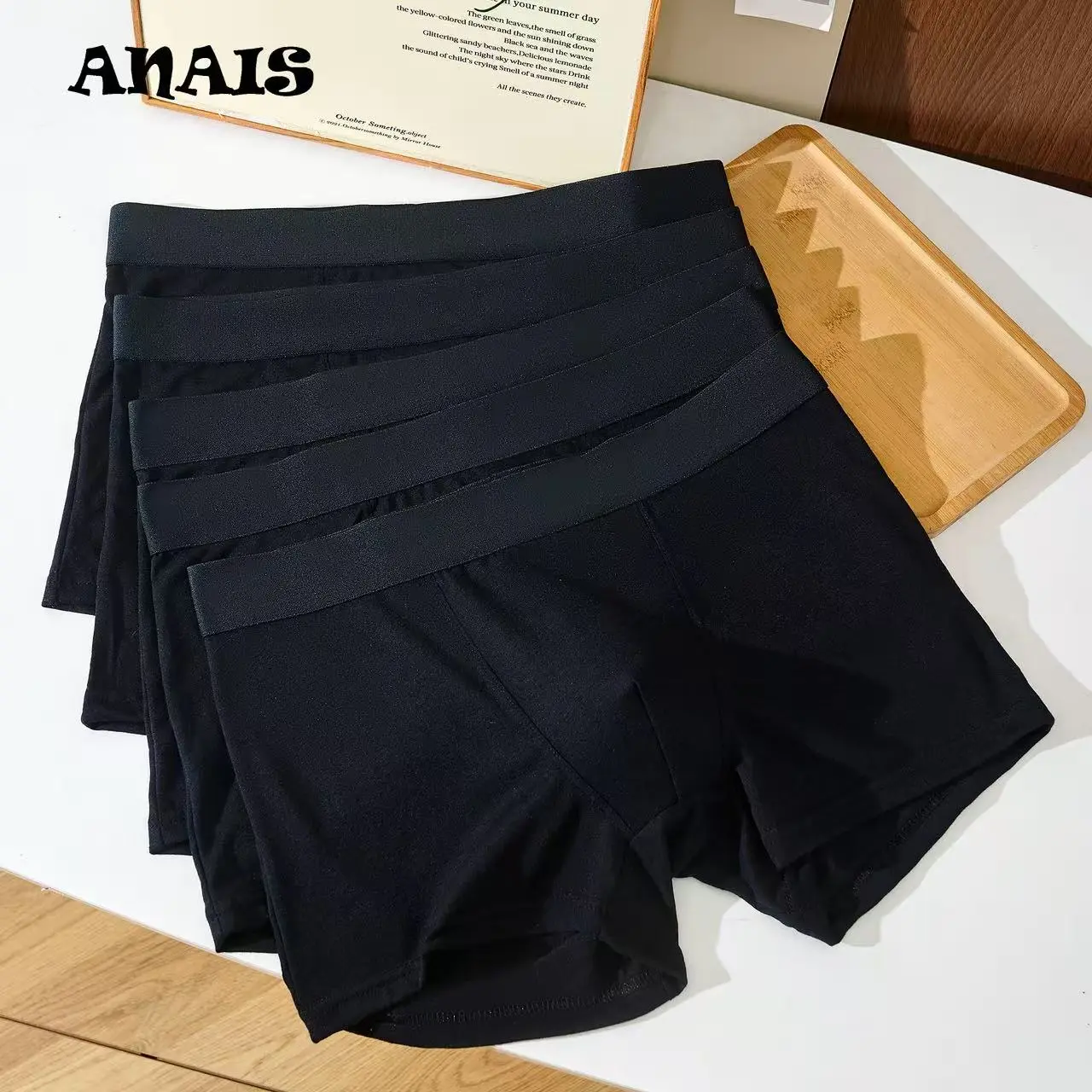 50% OFF NEW 5PCS all Black 95%Cotton Men's Boxer Brief Underwear Underpants PLUS Size Improved Version