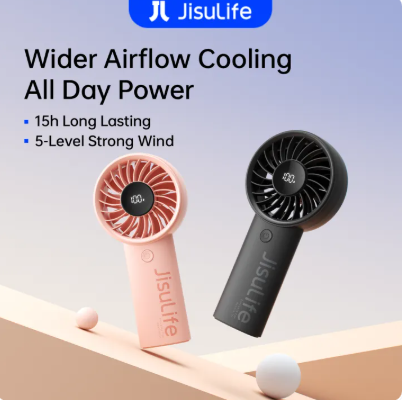 36% OFF JISULIFE Handheld Fan Life4 Mini Fan for School with 5000mAh Battery Portable Turbo Fan Fast Charge Rechargeable Cooling Fan Digital Display Strong Wind for Students Travel