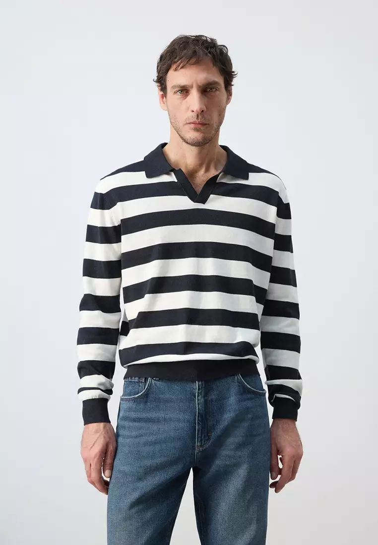 53% OFF MANGO Man 100% Cotton Fine Knit Polo Sweater