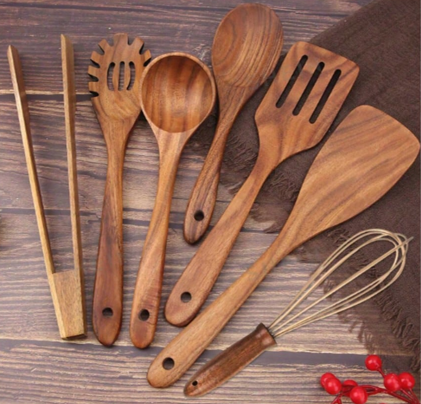 30% OFF Wooden Cooking Utensils, Wooden Kitchen Cooking Set, Non-Stick Spatula, Kitchen Supplies