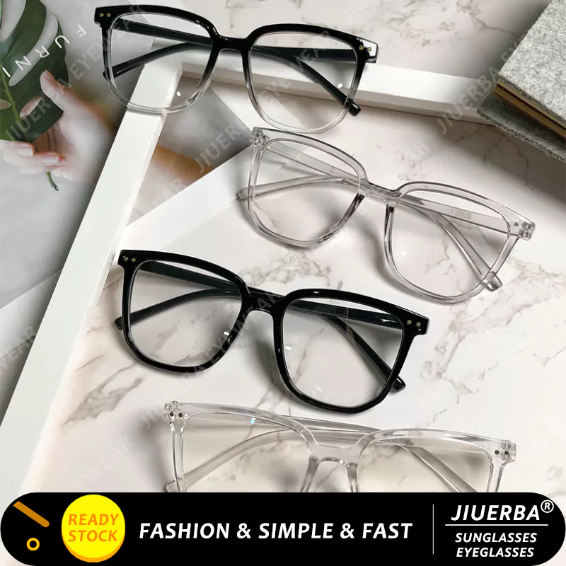 56% OFF (JIUERBA)COD Korean Fashion Style Oversized Square Clear Frame Eyeglasses For Women Anti Radiation Glasses For Women