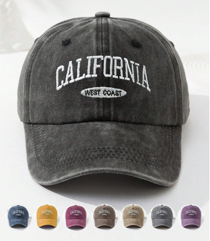 5% OFF MAKEFGE 1pc Unisex Outdoor Casual Fashion CALIFORNIA Embroidery Washed UV Protection Adjustable Soft Baseball Cap, Suitable For Daily Matching Halloween