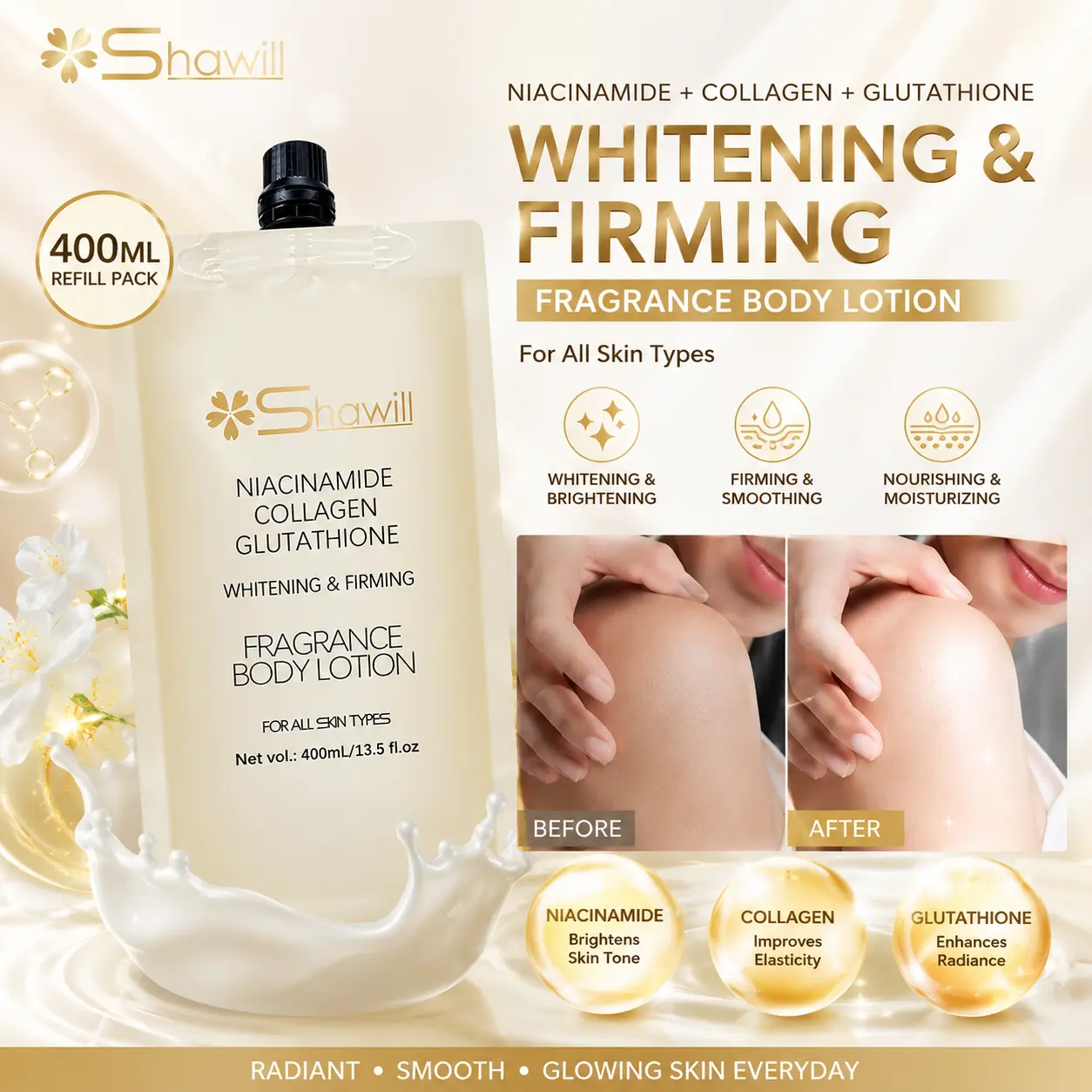 68% OFF Shawill  Niacinamide Collagen Glutathione Whitening&Firming Fragrance Body Lotion 500ml & Refill 400ml Body Care-Comfort- Skin Repair Luxury Radiant Daily Moisturize Skin Care Moisturizer Moisture Hydrating  Scented