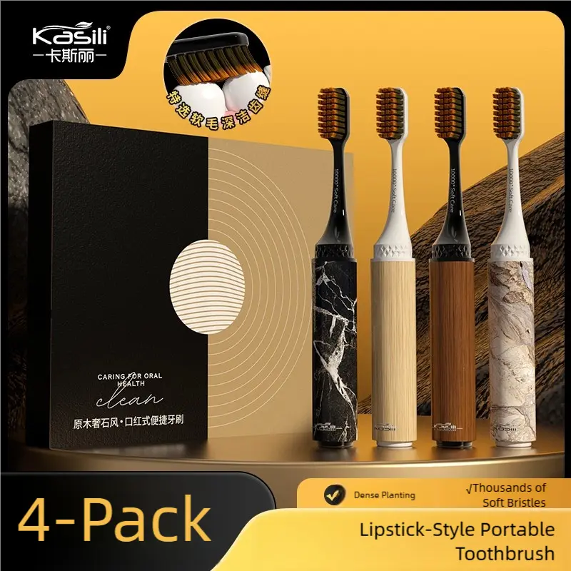 30% OFF Lipstick-Style Soft-bristled Toothbrush Split Travel Size Portable 4-Pack for Male and Female Couples High-end Gift Box foldable set