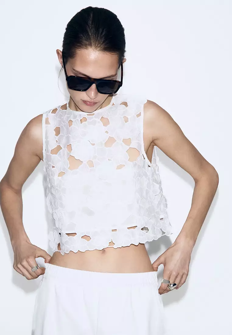 5% OFF Mango Embroidered Broderie Anglaise Top