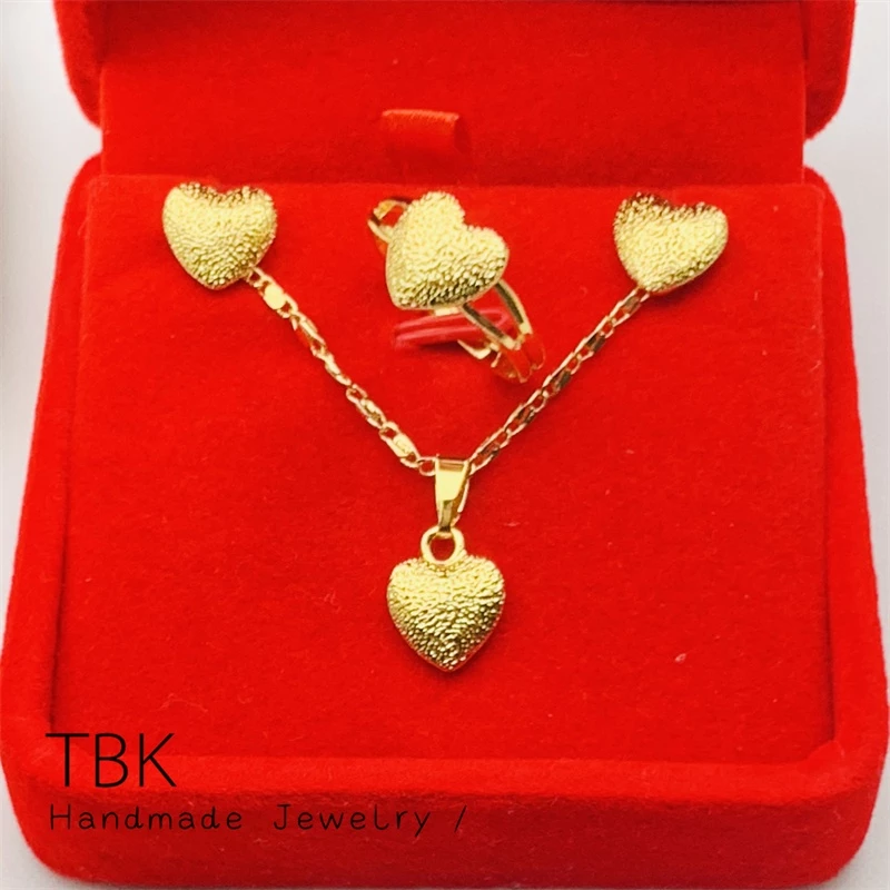 38% OFF TBK 24k Gold Plated 3in1 Set Necklace Earring Ring Set for women 75