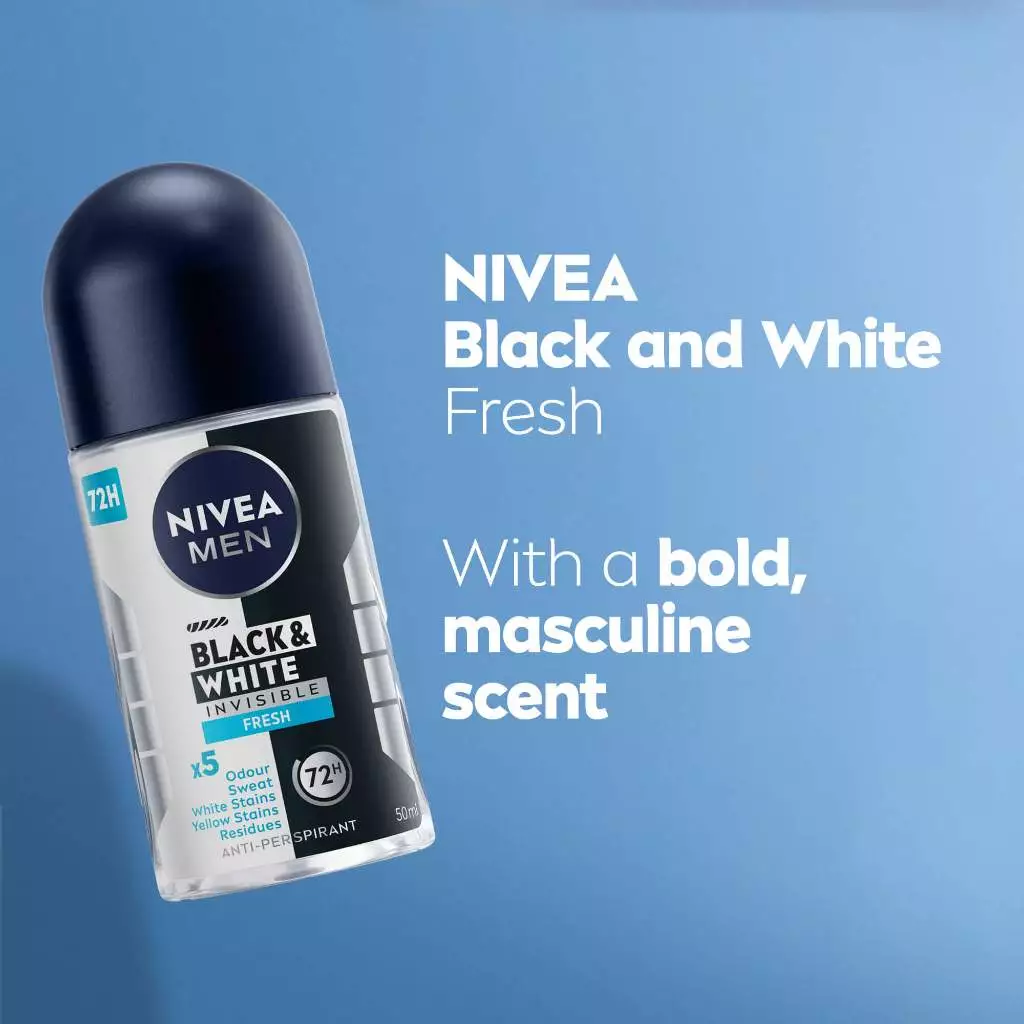 60% OFF PACK OF 2 NIVEA Men Deodorant Black & White Original Antiperspirant Roll-on, 50ml