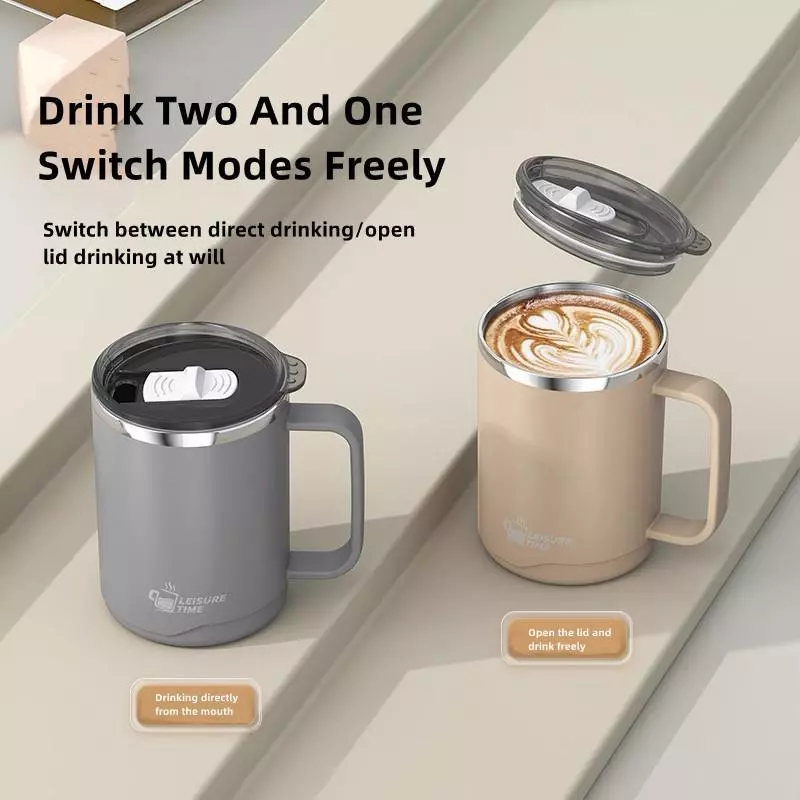 52% OFF 【BUY 1 TAKE 1】500ML Coffee Mug With Handle And Lid Vacuum Insulated Thermos Flask Mug Hot&Cold