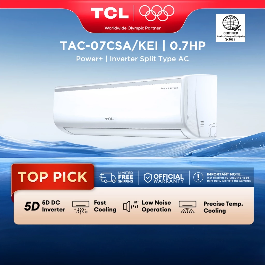 52% OFF [Online Exclusive] TCL TAC-07CSA/KEI 0.7 HP DC Inverter Split-type Aircon Energy Saving Titan Gold
