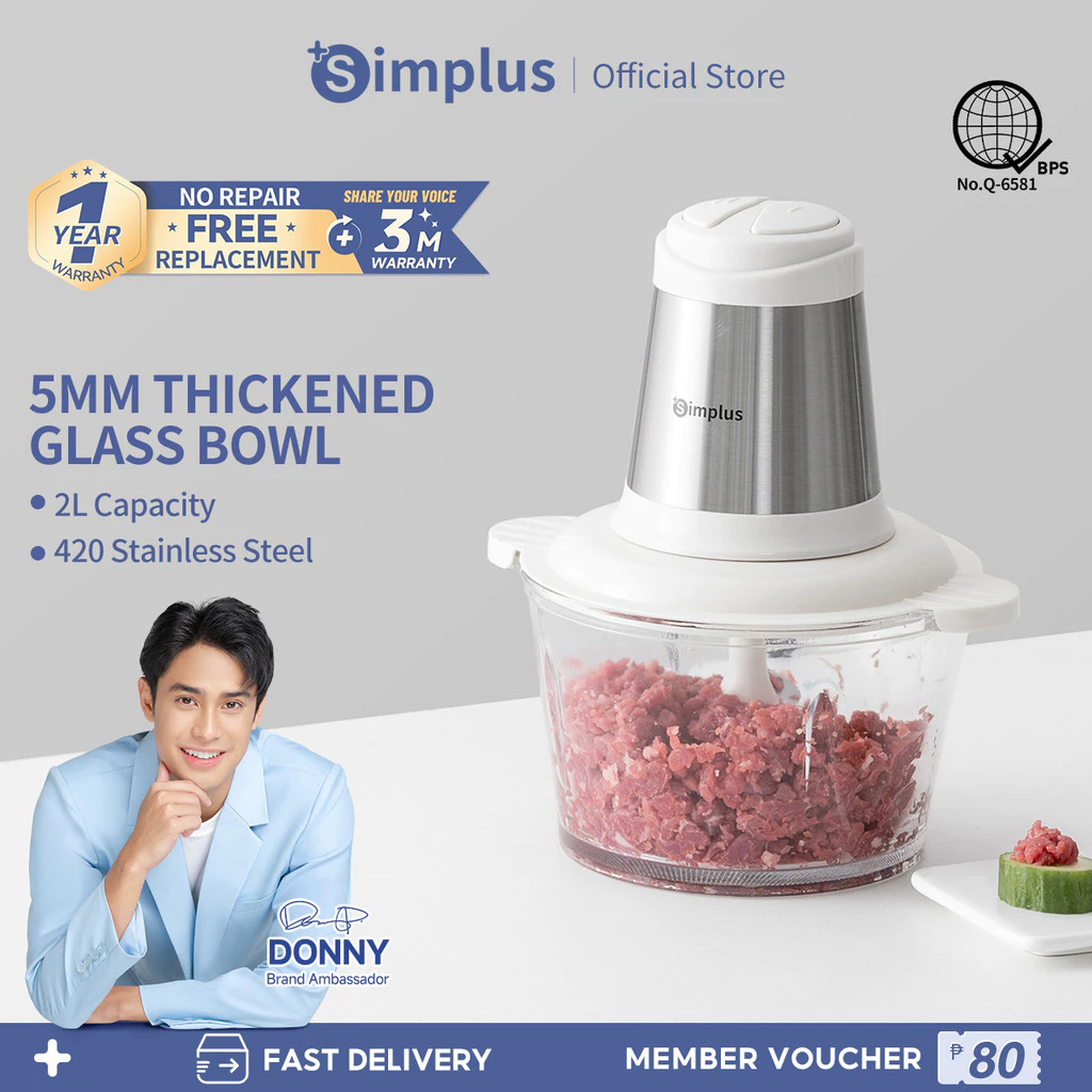 72% OFF Simplus 2L Electric Meat Grinder Food Processor Stainless Steel Food Chopper Blender