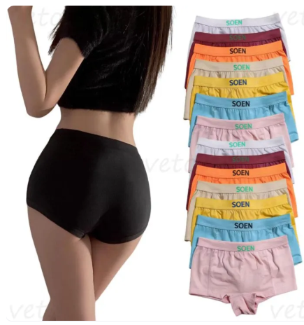 35% OFF COD 6/12 PCS girls' four-corner safety shorts pure cotton solid color basic underwear girls' four-corner safety shorts Women’s Boxer Panties boyleg boxer shorts for Women’s Plain safety pants Cotton Underwear Briefs App